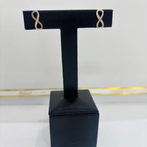 BRINCO FEMININO INFINITO COM ZIRCONIA C/TARRAXA PRATA 925K - 85564